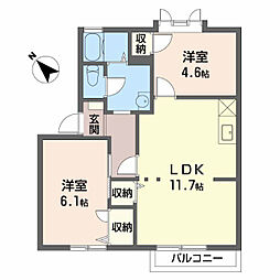 パールピアス 2LDKの間取図画像