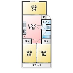 青木グランドハイツ 3LDKの間取図画像