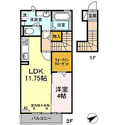 スカイハイツTM 1LDKの間取図画像