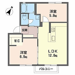 セントポーリアA 2LDKの間取図画像