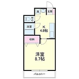 ライフ第6マンション藤枝駅前 1Kの間取図画像