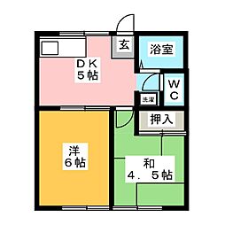 アポロン若王子 2Kの間取図画像