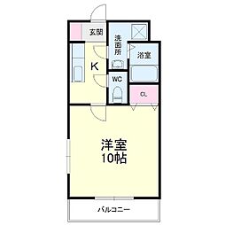 プレジール2 1Kの間取図画像