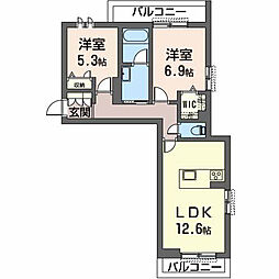 ウインドミル 2LDKの間取図画像