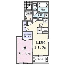 グラース 17 1LDKの間取図画像