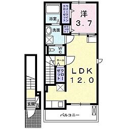 高岡ヒルズ 1LDKの間取図画像