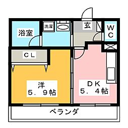 カンパネラヤオキチ 1DKの間取図画像