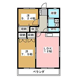 パインテラスG 2LDKの間取図画像