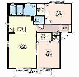 サン・ライズC 2LDKの間取図画像