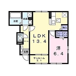 シャルール 1LDKの間取図画像