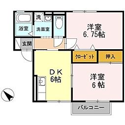 ブリスベント2 2DKの間取図画像