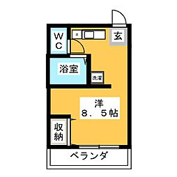宮沢第三ビル ワンルームの間取図画像