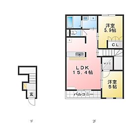 ポラリス 2LDKの間取図画像