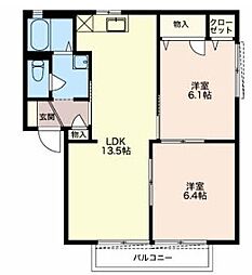 レーヴェンC 2LDKの間取図画像