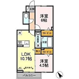 エスポワール 2LDKの間取図画像