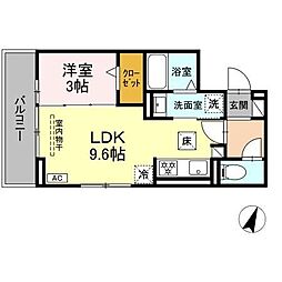 藤枝市駅前3丁目アパート 1LDKの間取図画像