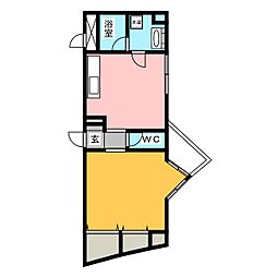 スマイルパークトダビルディング 1DKの間取図画像