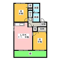 プリムヴェールB 2LDKの間取図画像