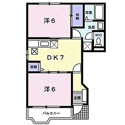 サンセール 2DKの間取図画像