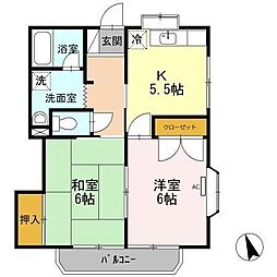 メゾンK3 2DKの間取図画像