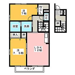 グランドソレーユC 2LDKの間取図画像
