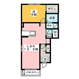 ア・ラ・モードB 1LDKの間取図画像