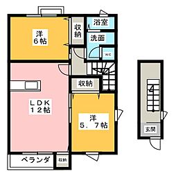 プロスパー2 2LDKの間取図画像