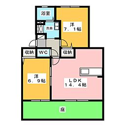 アルカサーノ 2LDKの間取図画像