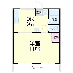 ラベンダータウンA 1DKの間取図画像