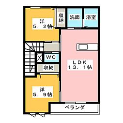 リヴェール 2LDKの間取図画像