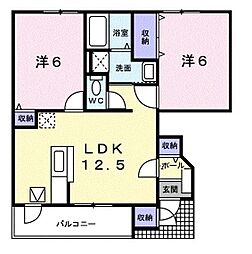 梅の香1 2LDKの間取図画像