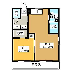 コーポS 1LDKの間取図画像