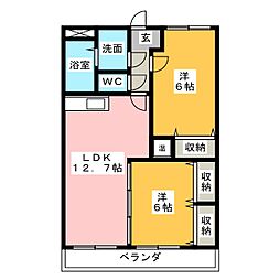 ブレイン・マンションシーダーナイン 2LDKの間取図画像