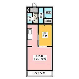マンション花水木 1LDKの間取図画像