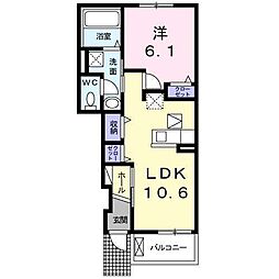 プレジール 1LDKの間取図画像