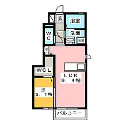サンリットA 1LDKの間取図画像