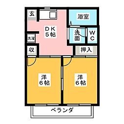 ルミエールA 2DKの間取図画像