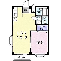 エルディムおおすみA 1LDKの間取図画像
