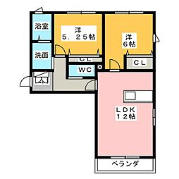 クラーロ愛野東 2LDKの間取図画像
