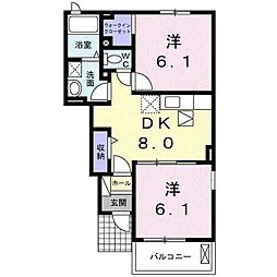 LOVELY 2DKの間取図画像
