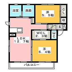 アヴァンセ 2LDKの間取図画像