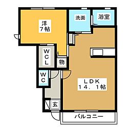 レフィナードB 1LDKの間取図画像
