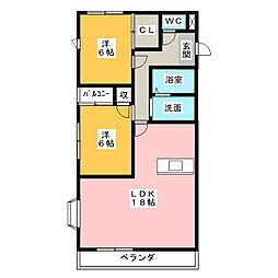 シーズンス 2LDKの間取図画像