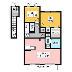 ヴィラージュ 2LDKの間取図画像