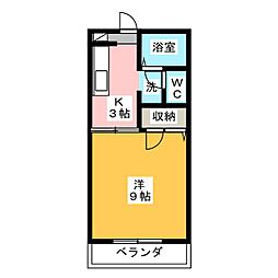 サンパティークS・B 1Kの間取図画像