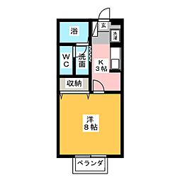コスモビレッジ 1Kの間取図画像