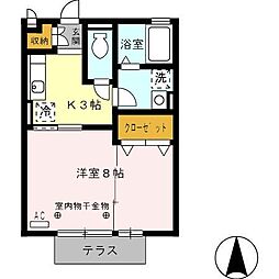 メゾン左富士A 1Kの間取図画像