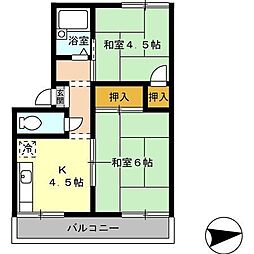 メゾンワタナベB 2Kの間取図画像