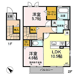こっこ宮新 2LDKの間取図画像