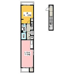 エルセレーノ森島 1LDKの間取図画像